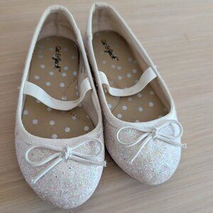 Cat & Jack Toddler White Glitter Ballet Flats - Size 7